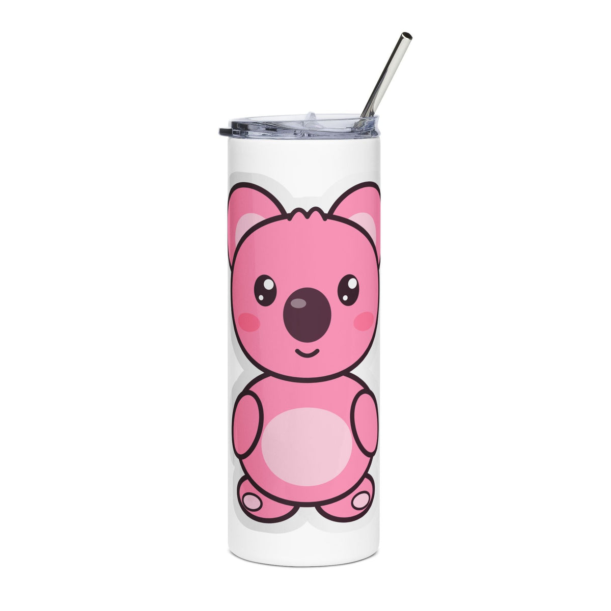 Koa Hearts Stainless Steel Tumbler with a giant pink koala