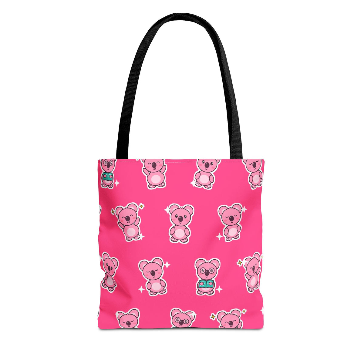 Koa Party all-over print tote bag in hot pink with cute koalas