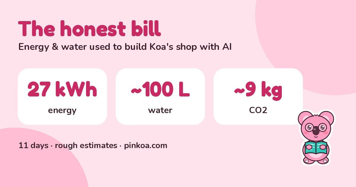 The honest bill: about 27 kWh, 100 litres of water and 9 kg CO2 to build Pinkoa