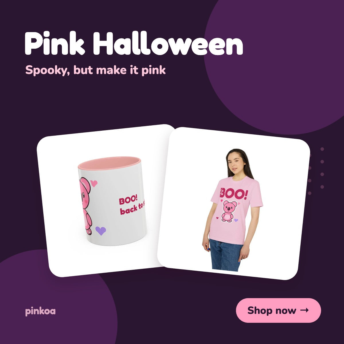 Pink Halloween Koa mug and tee