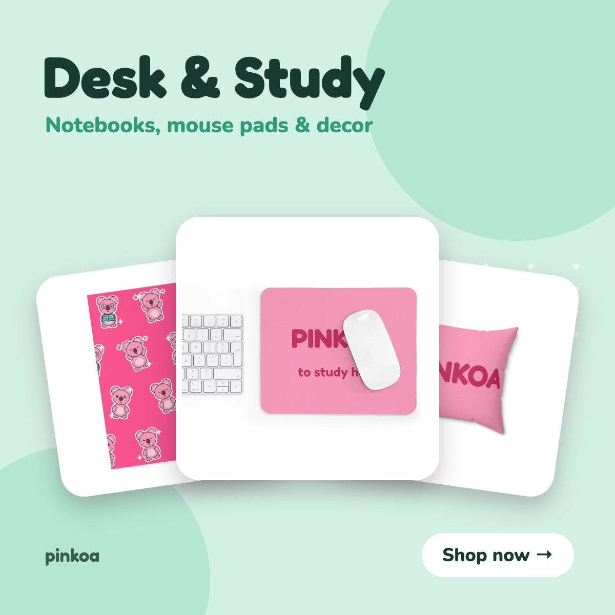 Koa notebooks, mouse pads and desk decor