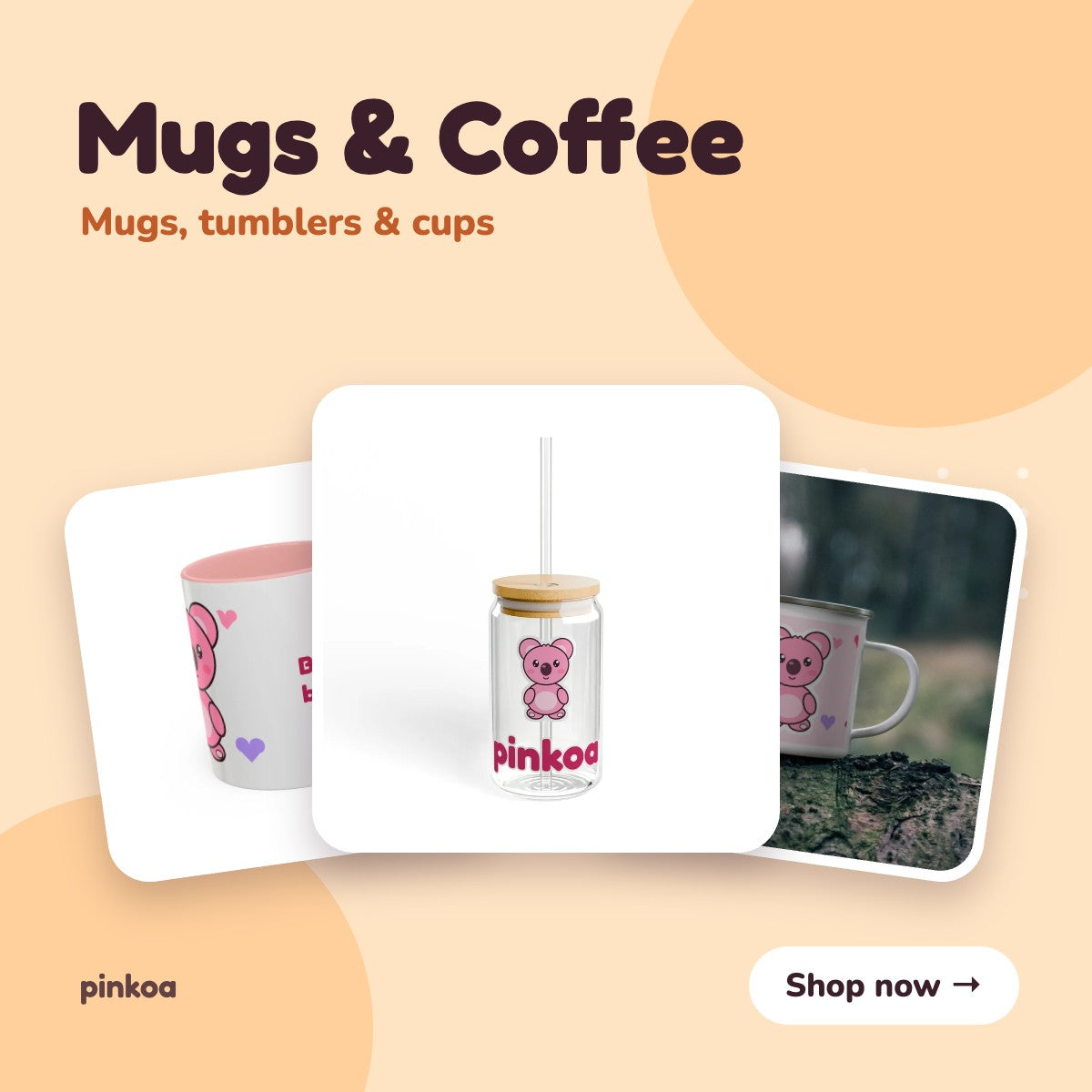 Koa mugs, tumblers and cups