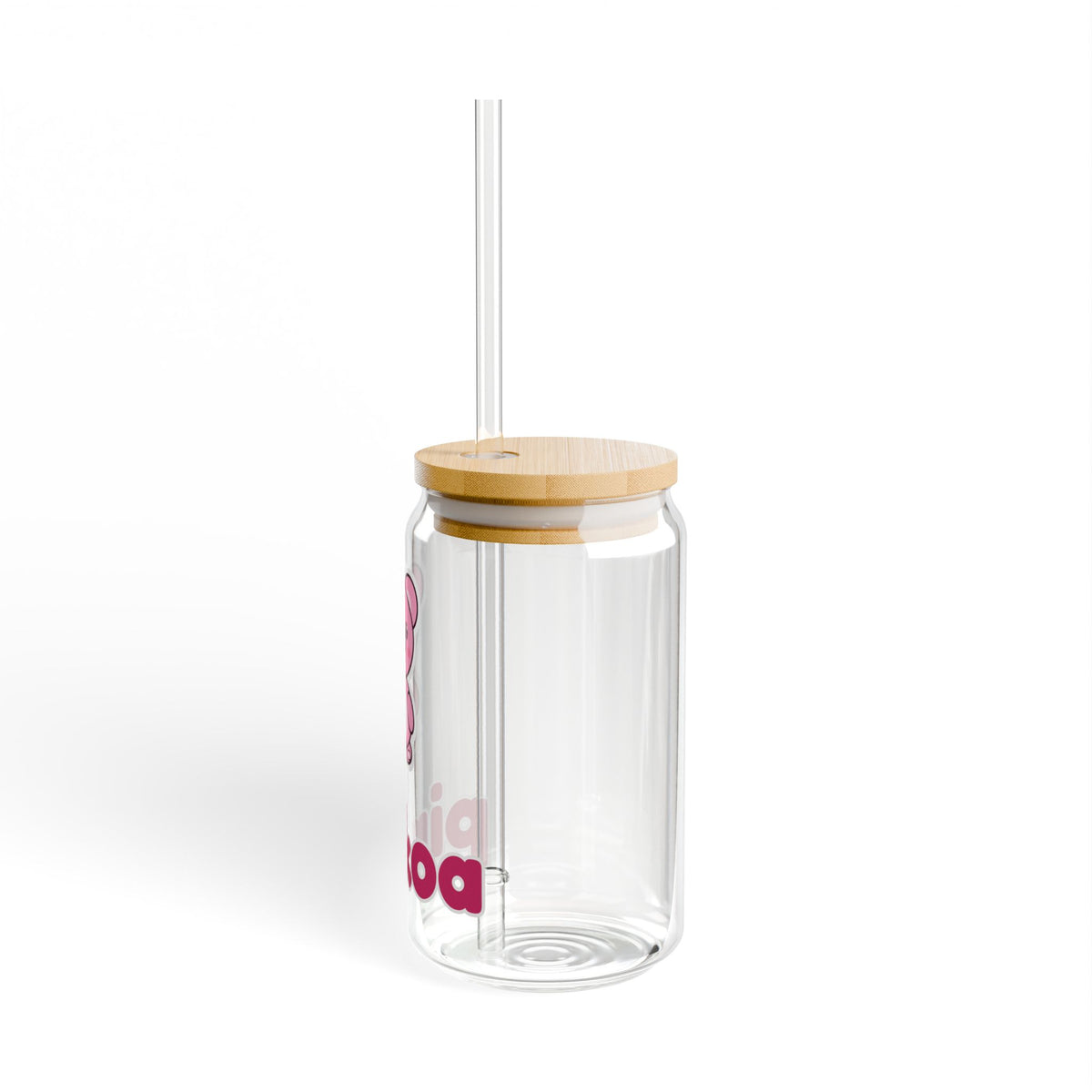 PINKOA Koa Glass Can Cup with Bamboo Lid & Straw