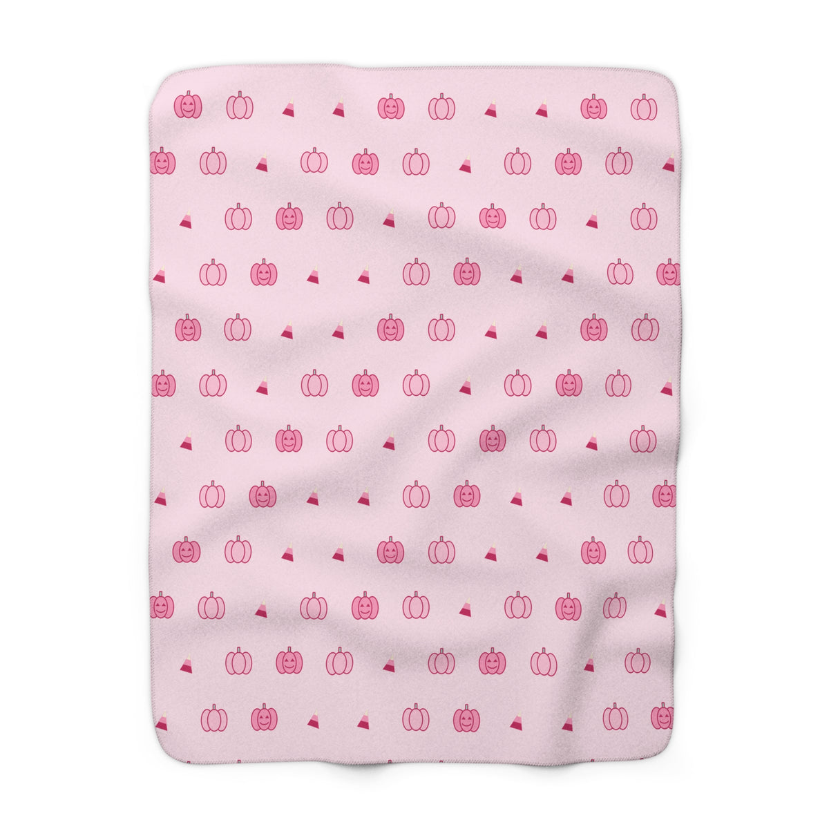 Pink pumpkin Halloween sherpa fleece blanket, smiling pink pumpkins pattern