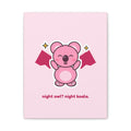 Night Owl? Night Koala. bat Koa canvas, pink koala wall art – front view (11×14 in)