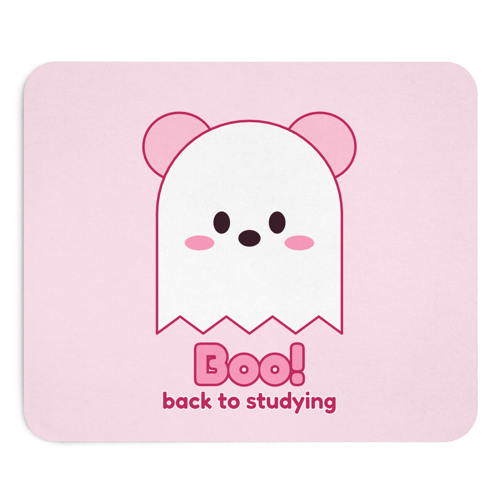 Boo! Ghost Koa pink mouse pad, front view