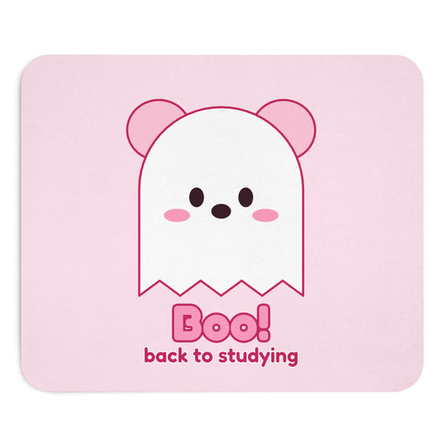 Boo! Ghost Koa pink mouse pad, front view