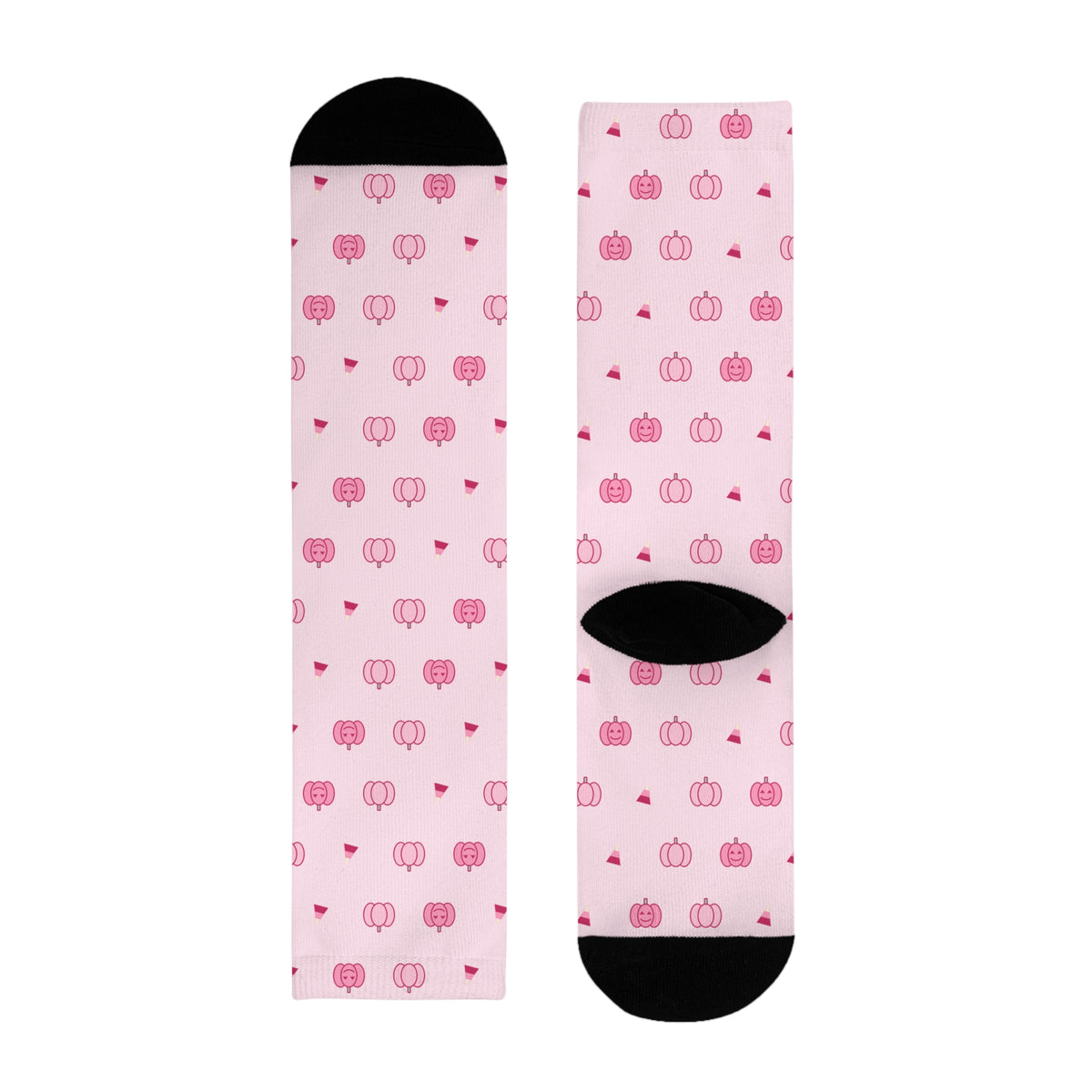 Pink Pumpkin Halloween Crew Socks: in use