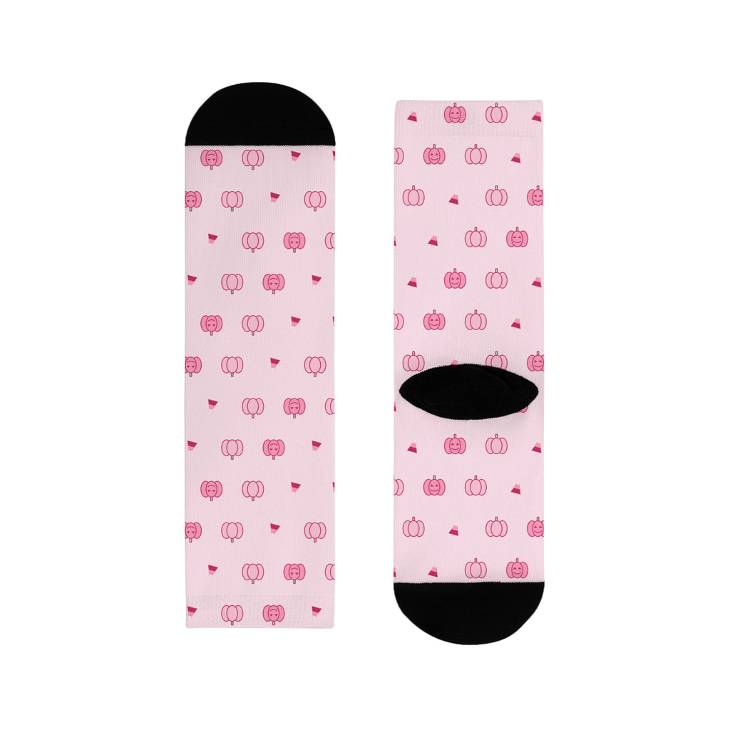 Pink Pumpkin Halloween Crew Socks: product photo 5