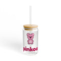 PINKOA Koa Glasbecher in Dosenform mit Bambusdeckel & Strohhalm