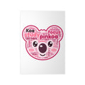 Koa the pink koala made of 70 study words, poster front view