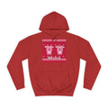 Koa-la-la Christmas Hoodie in Fire Red, front: two pink koalas on a Christmas-sweater print