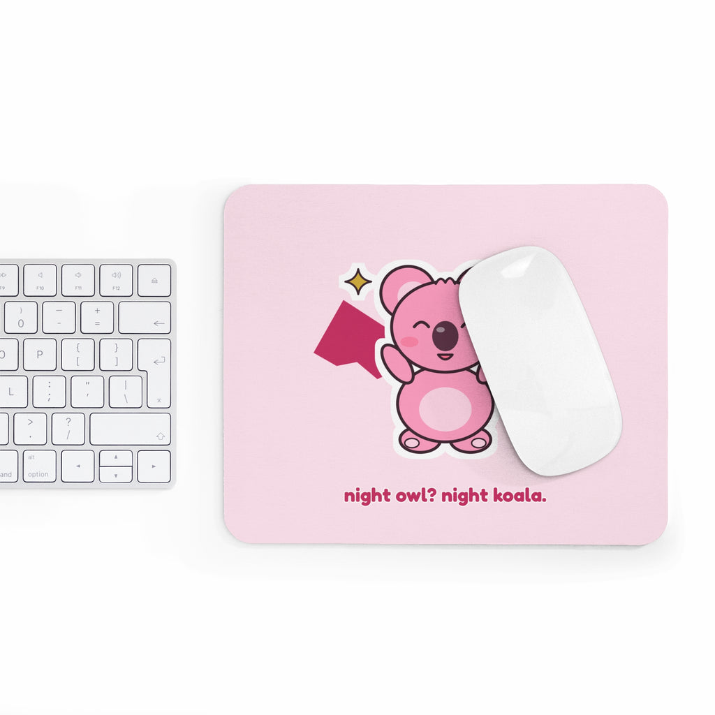 Bat Koa pink mouse pad with keyboard and mouse