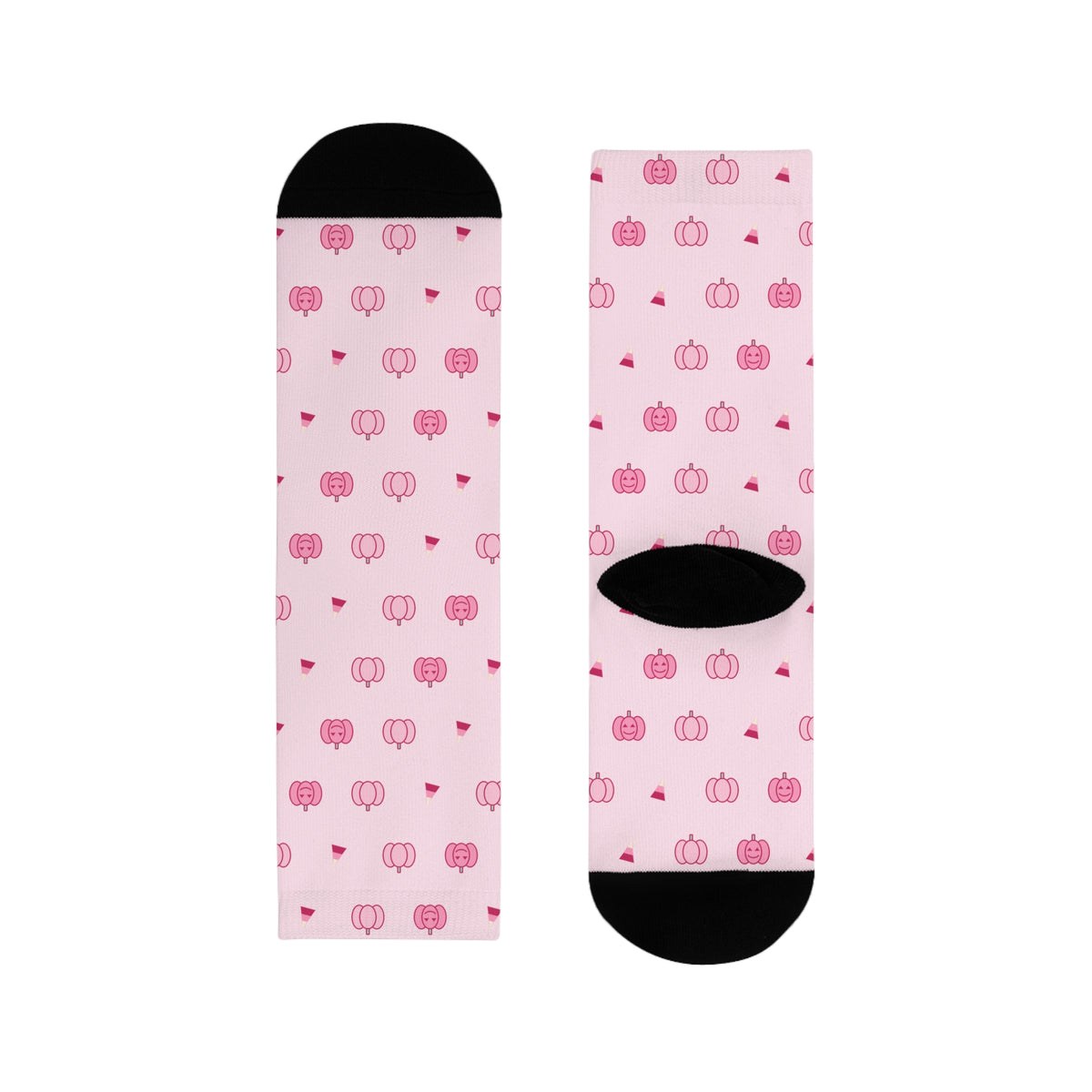 Pink Pumpkin Halloween Crew Socks: detail