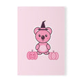 Witch Hat Koa Halloween A5 notebook, pink front cover