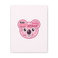 Koa made of study words canvas: pink koala wordcloud on blush pink stretched canvas