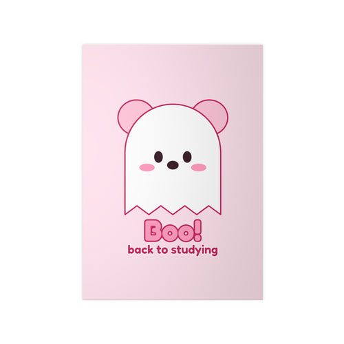 Boo! Ghost Koa Halloween poster: back to studying