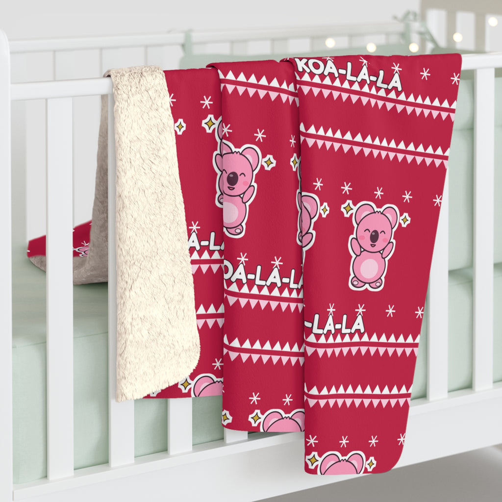 Koa-la-la Christmas sherpa blanket 30x40 lap size, front view
