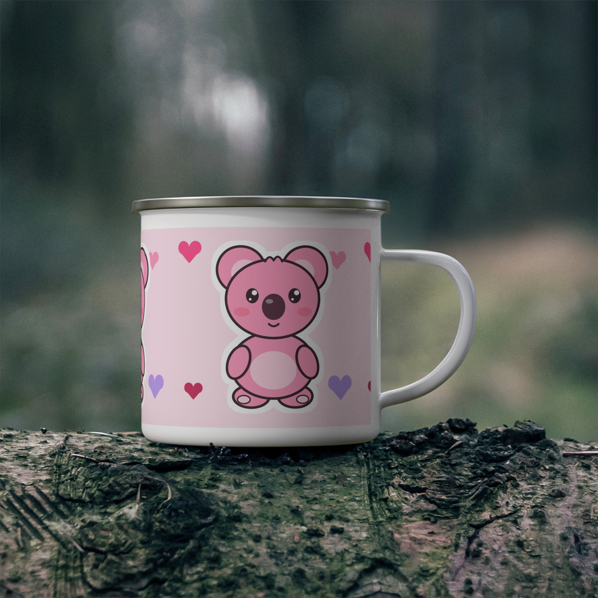 Koa Hearts Enamel Camping Mug
