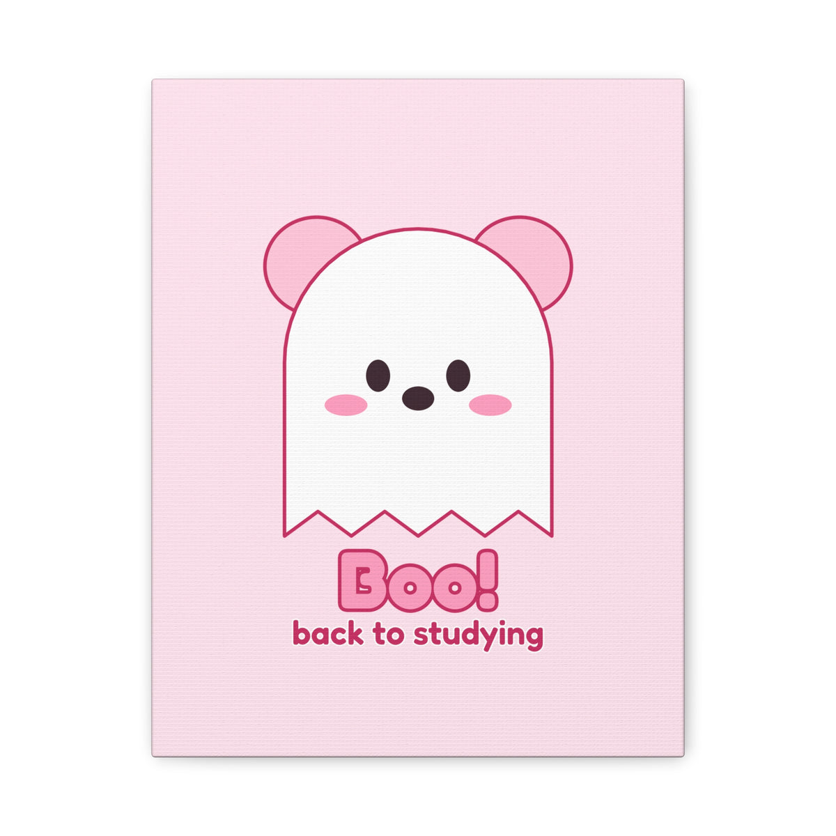 Boo! Ghost Koa Halloween canvas, pink koala ghost wall art – front view (11×14 in)