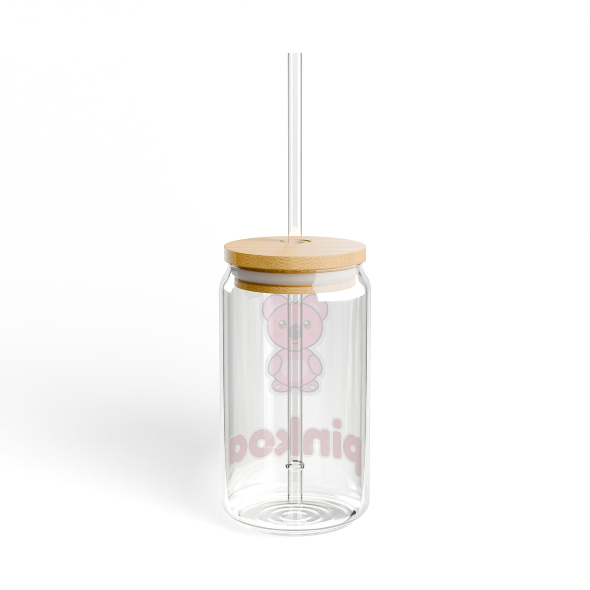 PINKOA Koa Glass Can Cup with Bamboo Lid & Straw