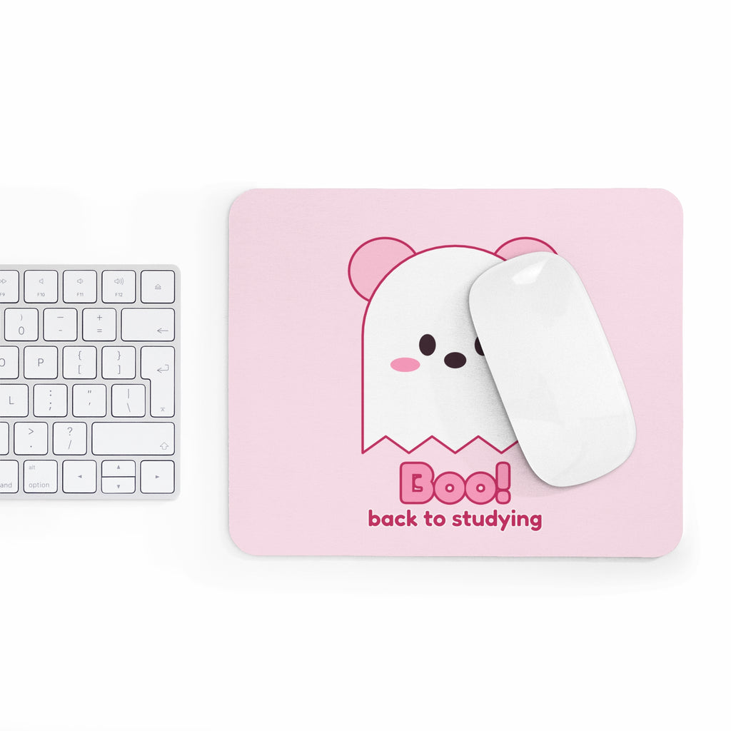 Boo! Ghost Koa mouse pad with keyboard and mouse