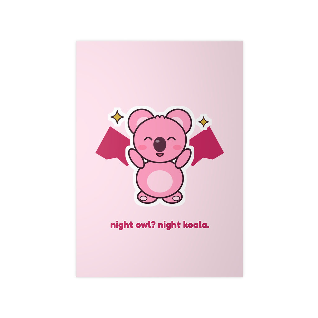 Night owl? Night koala. Bat Koa poster in soft pink