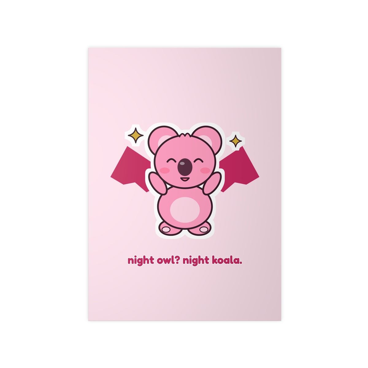 Night owl? Night koala. Bat Koa poster in soft pink