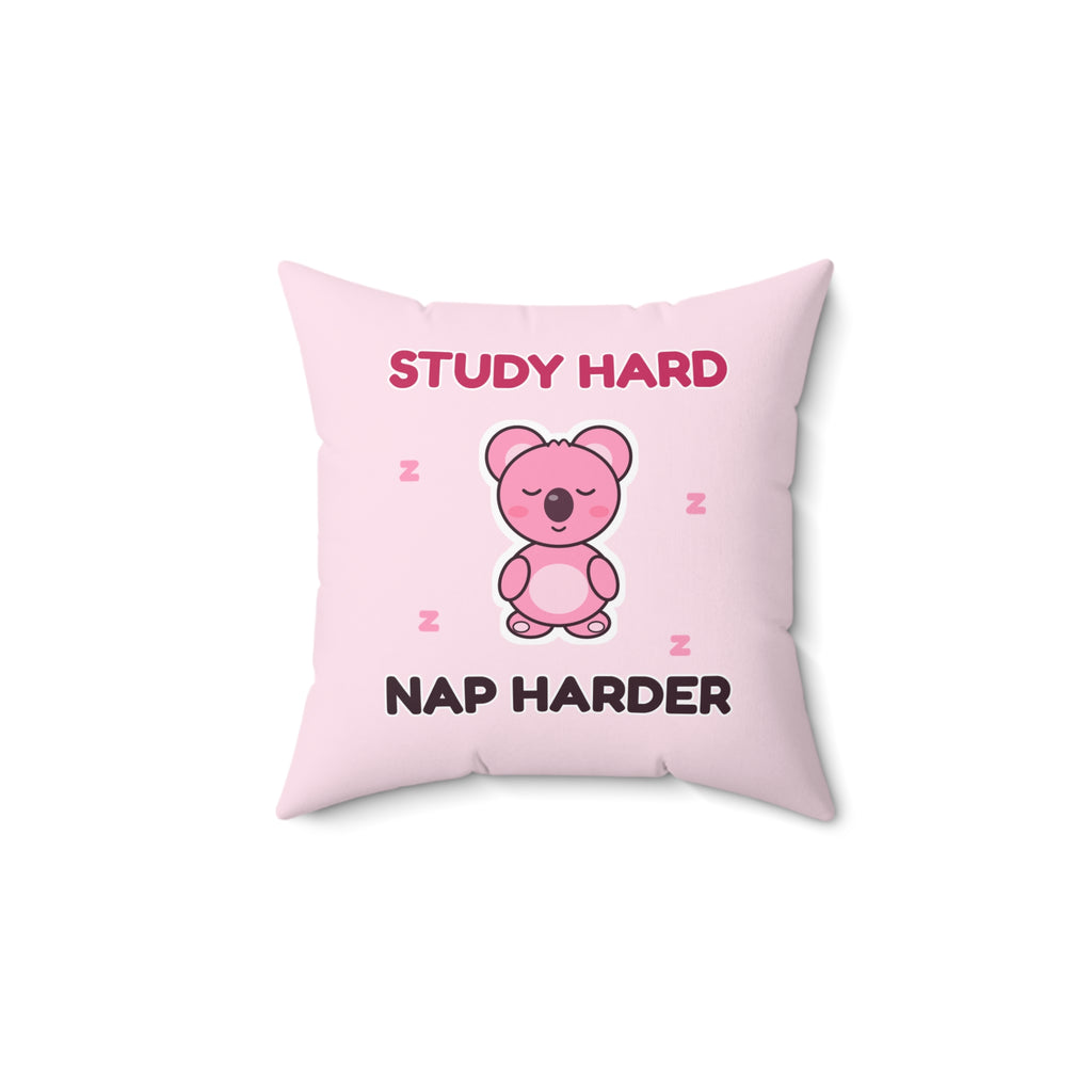 Sleepy Koa "Study Hard, Nap Harder" Pillow