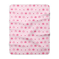 Pink pumpkin sherpa blanket folded, fluffy sherpa back