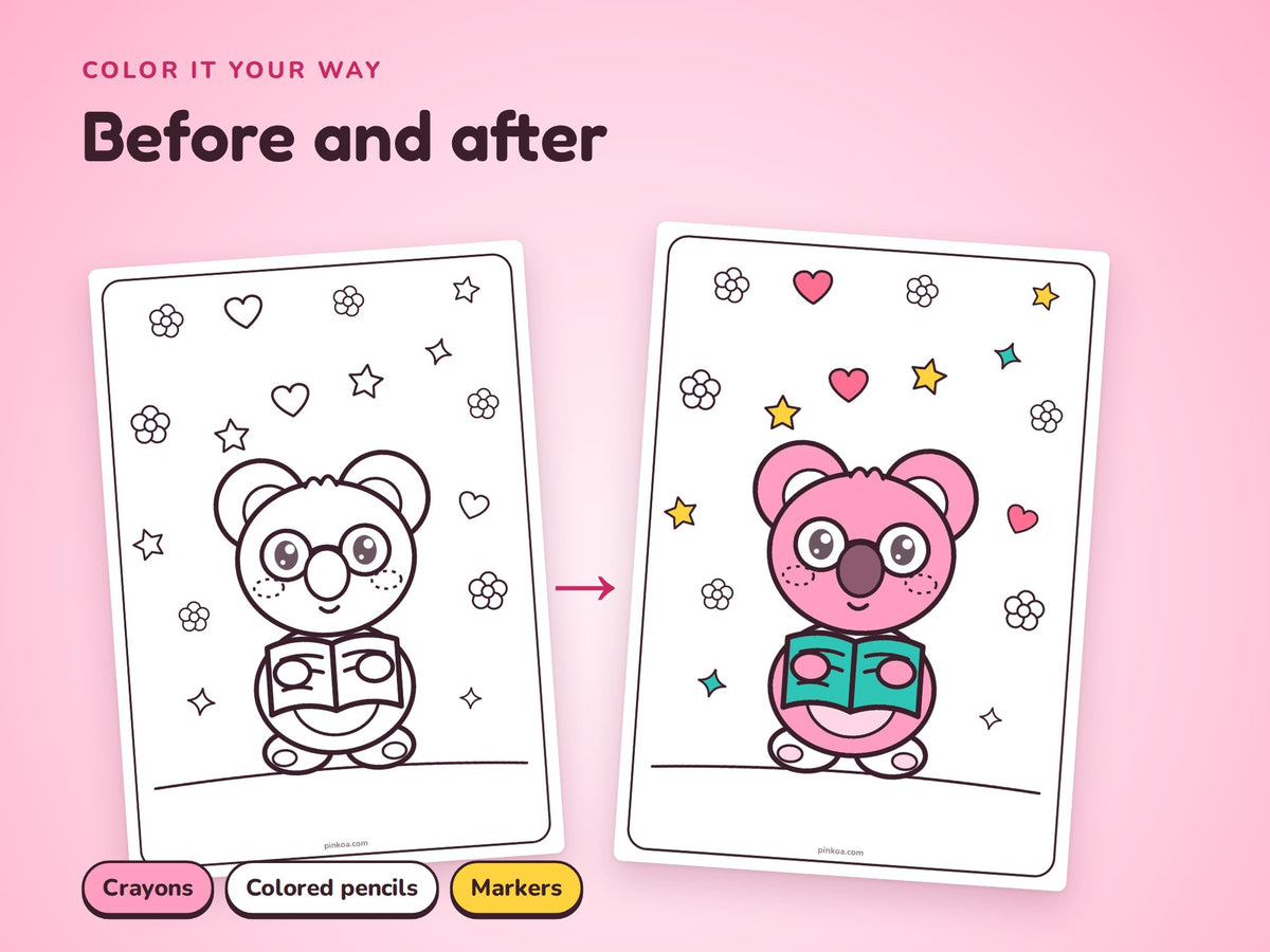 Coloring page before and after