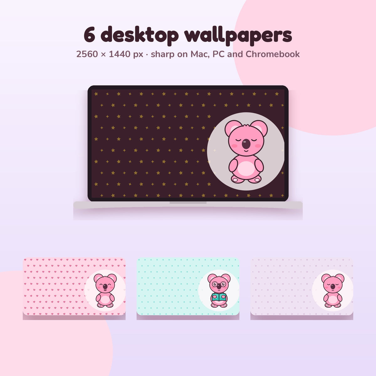6 pink desktop wallpapers for Mac and PC, 2560 x 1440