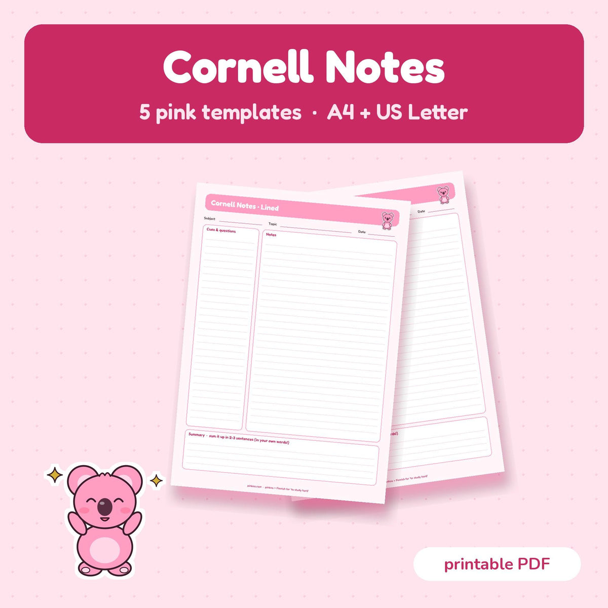 Koa Cornell Notes Templates printable cover