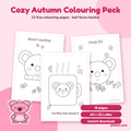 Koa's Cozy Autumn Colouring Pack cover: 15 printable pages