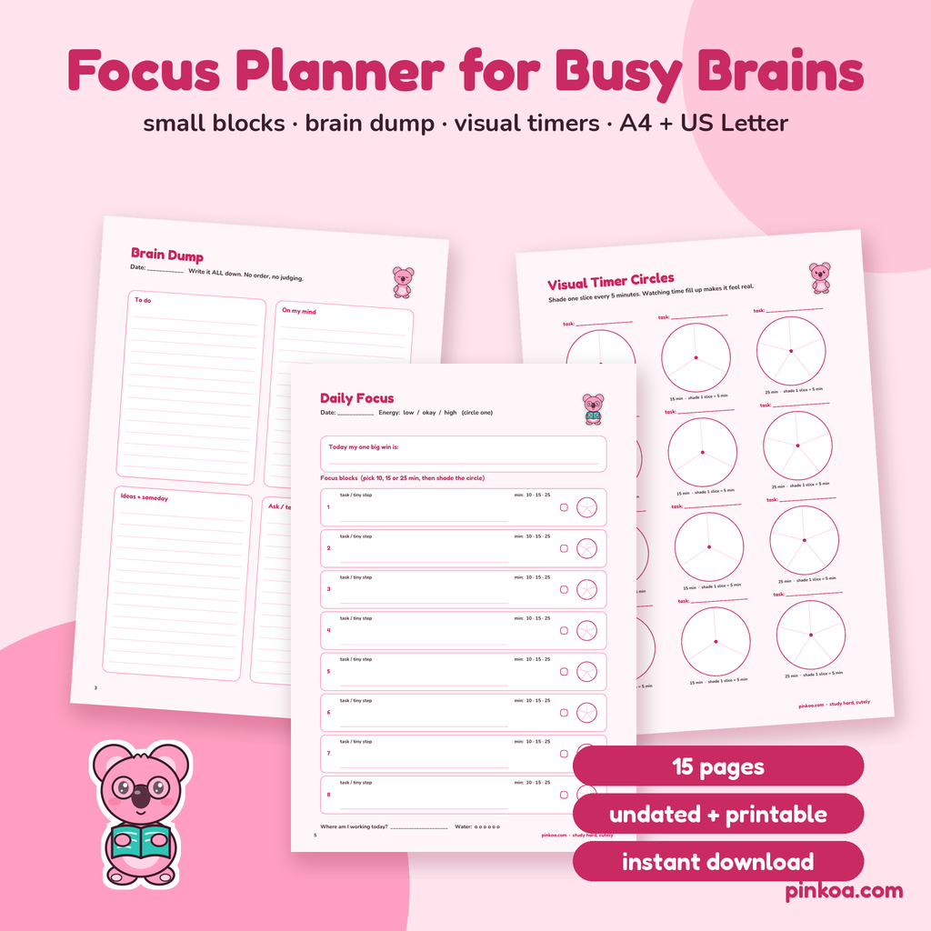 Koa's Focus Planner for Busy Brains cover