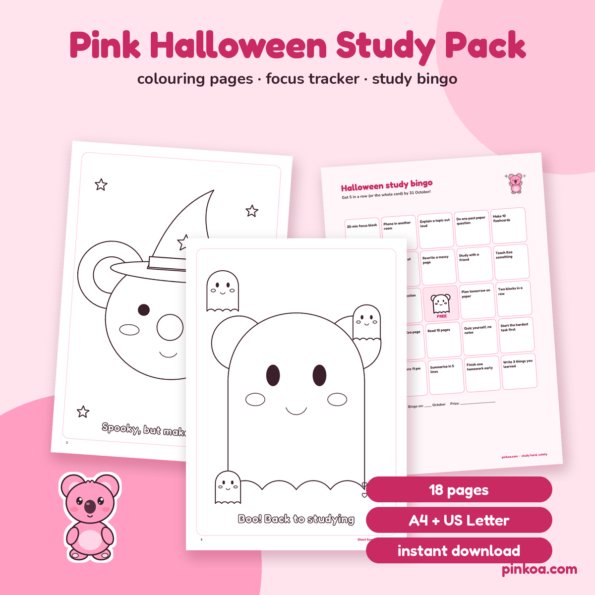 Koa's Pink Halloween Study Pack cover
