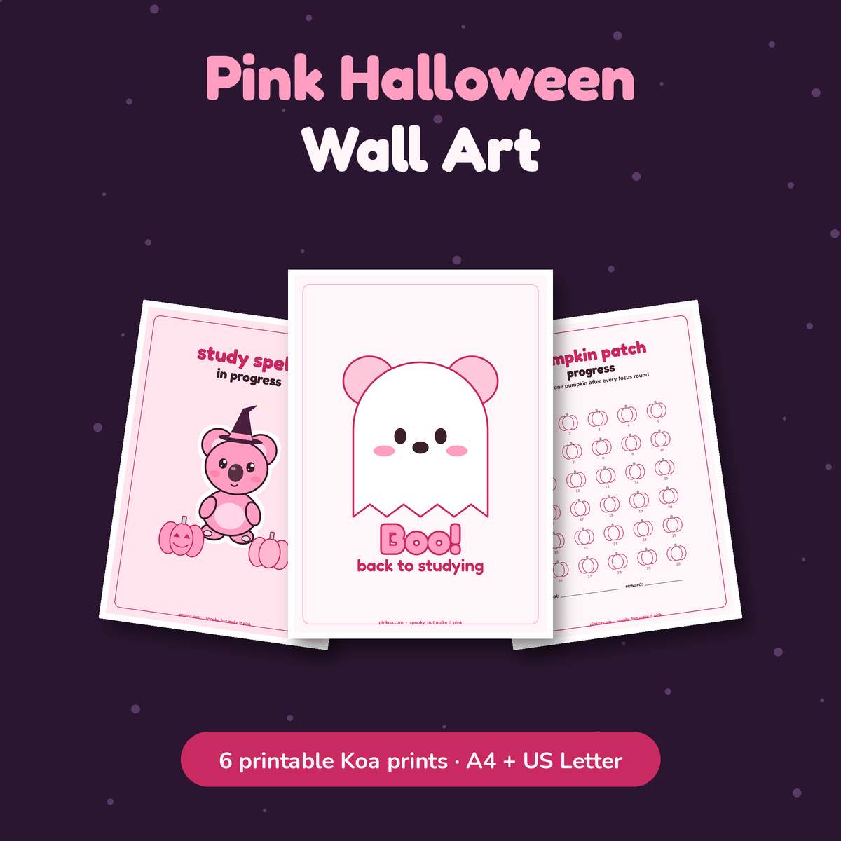 Pink Halloween Wall Art Set cover