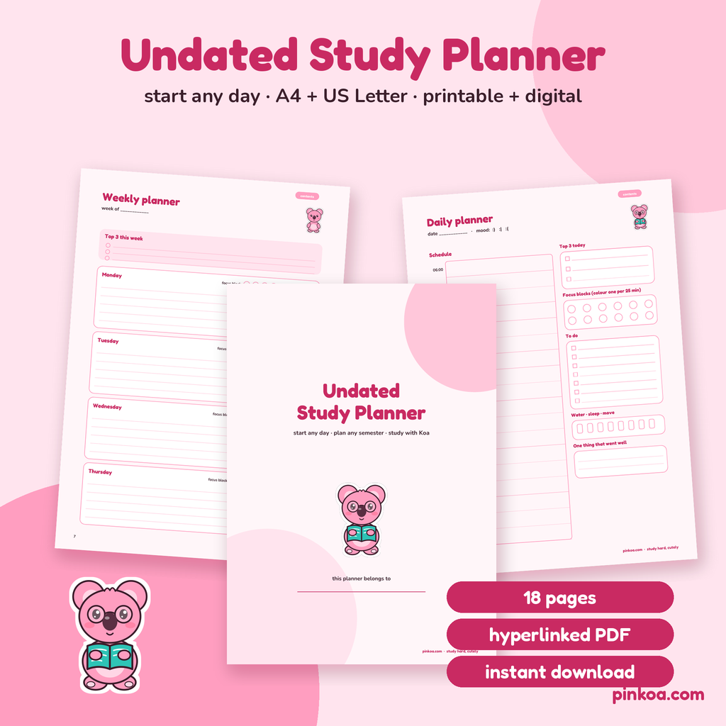 Koa Undated Study Planner cover