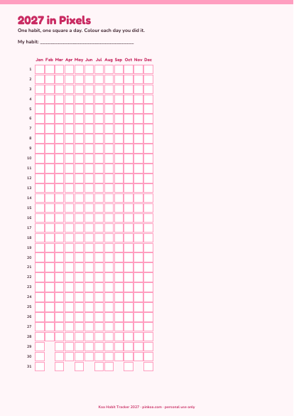 Koa Habit Tracker 2027 (Printable PDF)