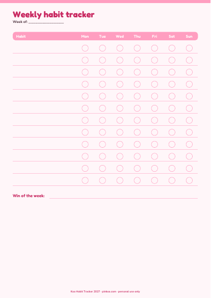 Koa Habit Tracker 2027 (Printable PDF)
