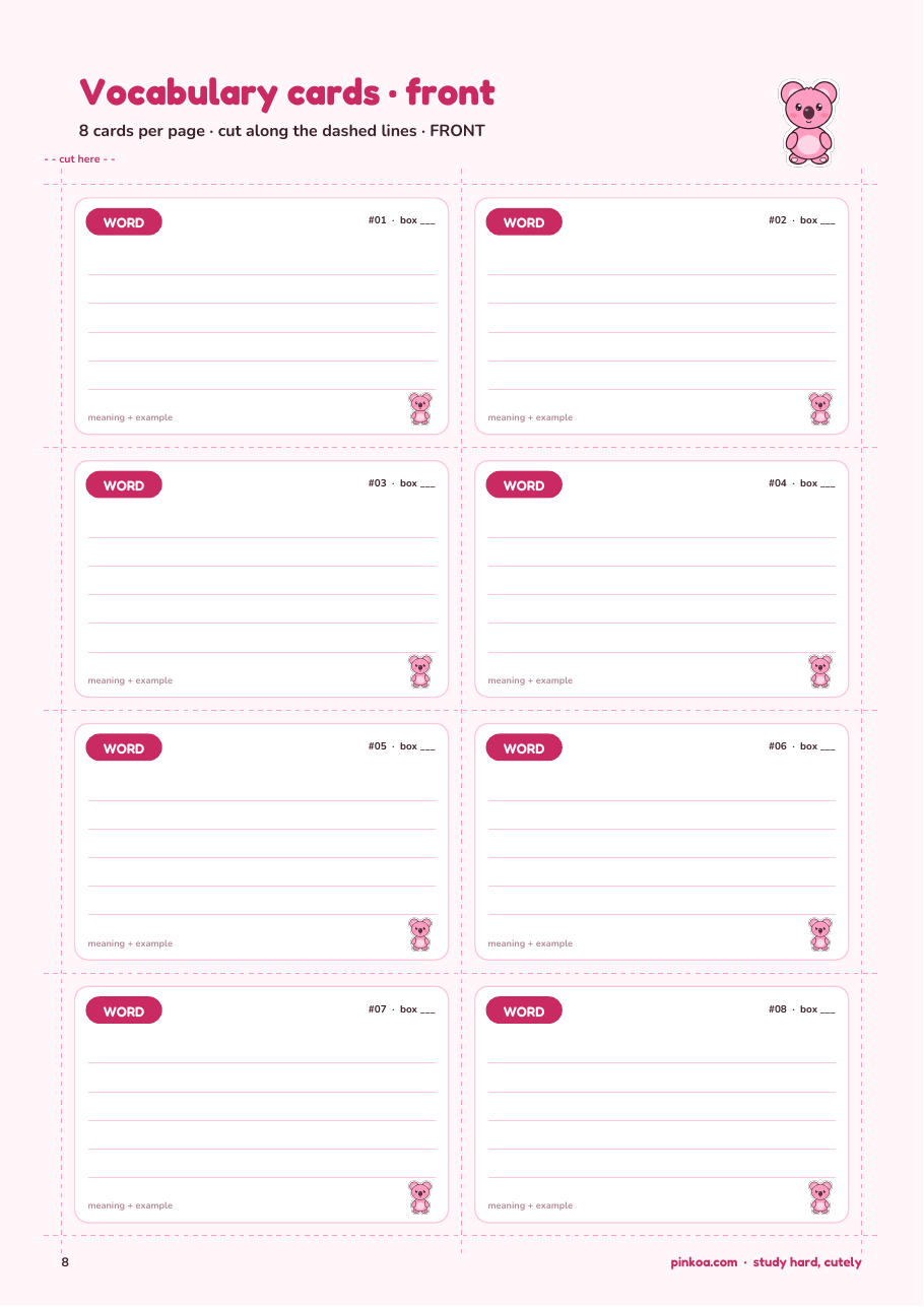 Koa Flashcards Kit (Printable PDF)