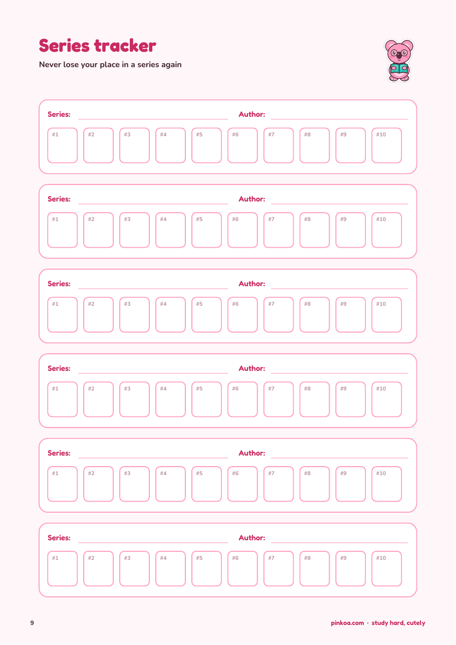 Koa Reading Log + Book Tracker (Printable PDF)