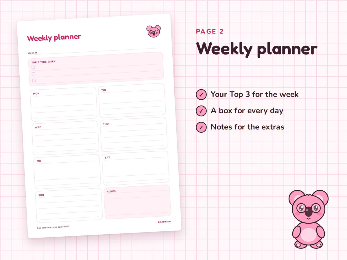 Weekly planner page