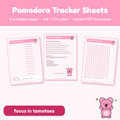Koa Pomodoro Tracker Sheets (Printable PDF)
