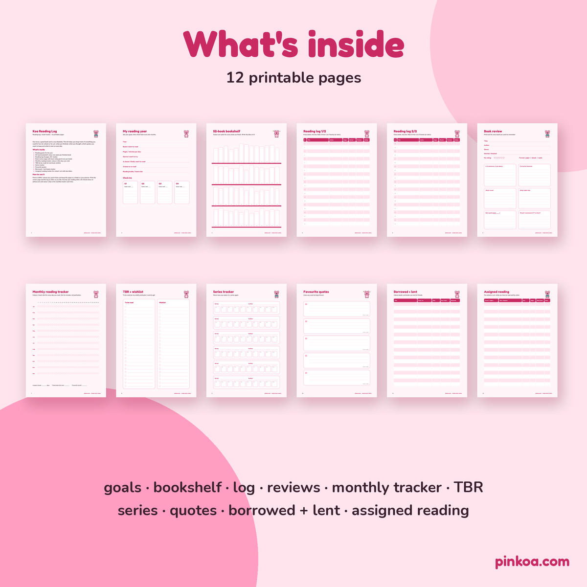 Koa Reading Log + Book Tracker (Printable PDF)