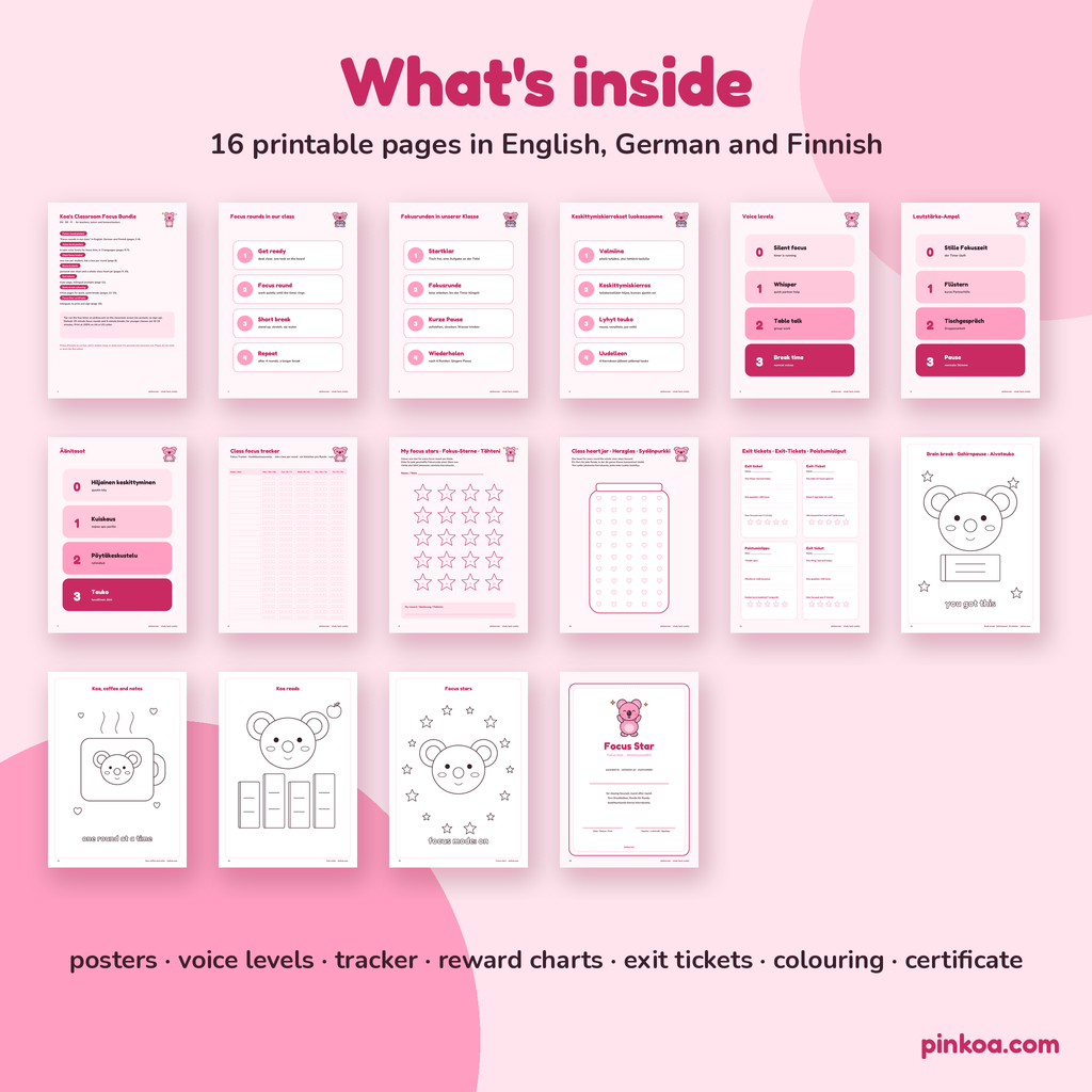 What's inside: 16 printable classroom pages