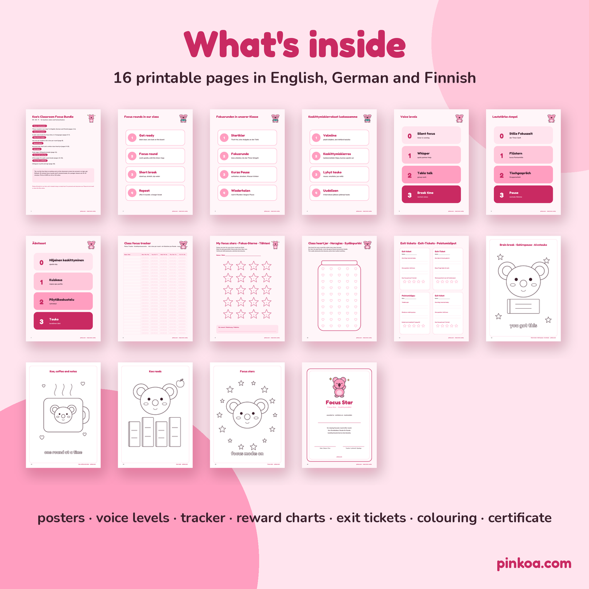 What's inside: 16 printable classroom pages