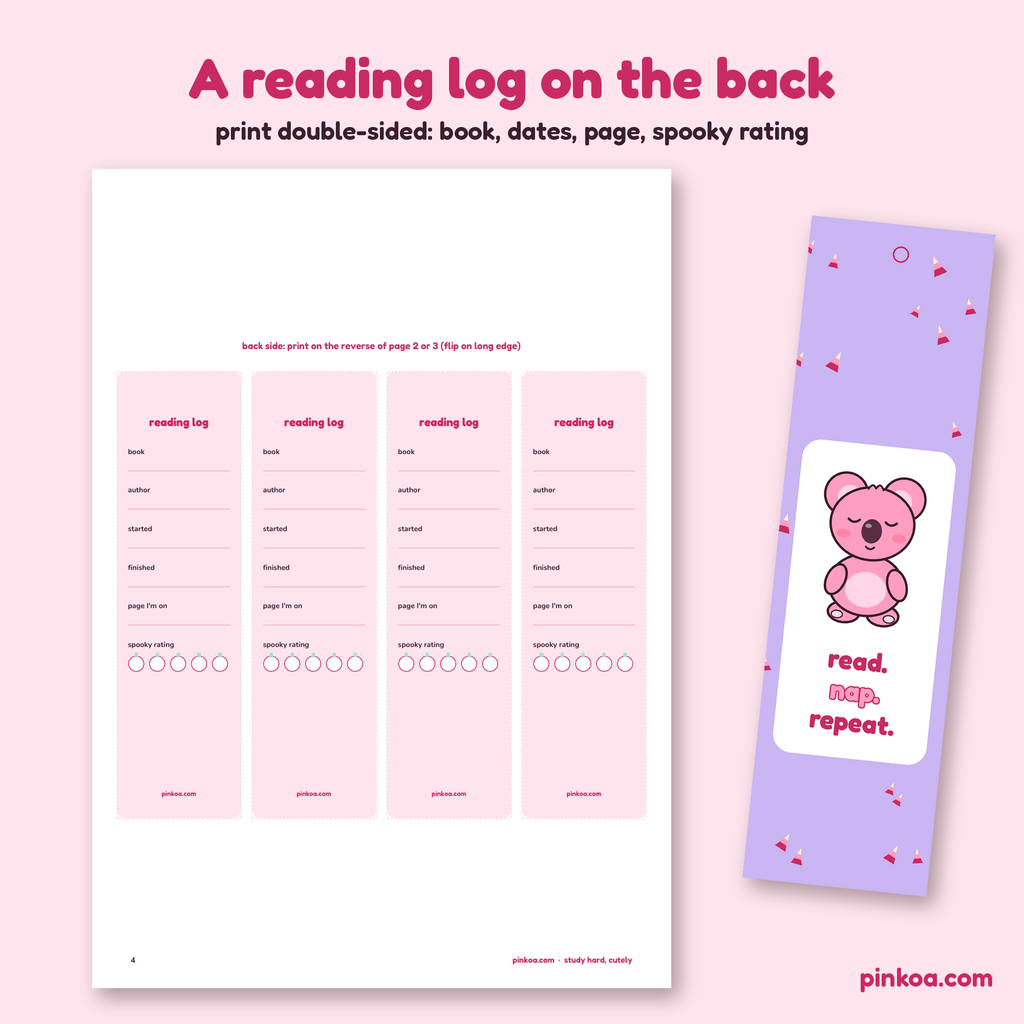 Reading log on the bookmark backs
