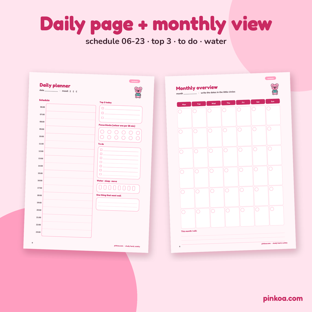 Daily and monthly pages