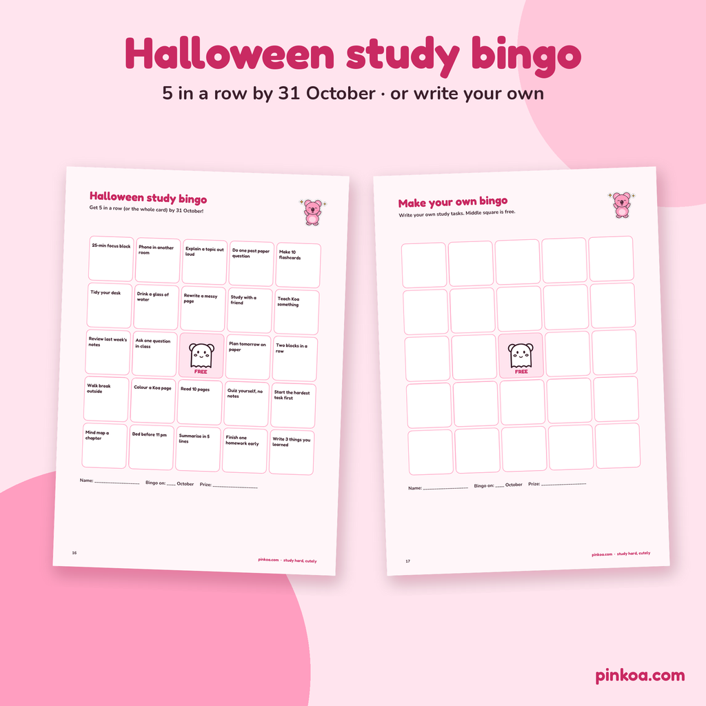 Halloween study bingo